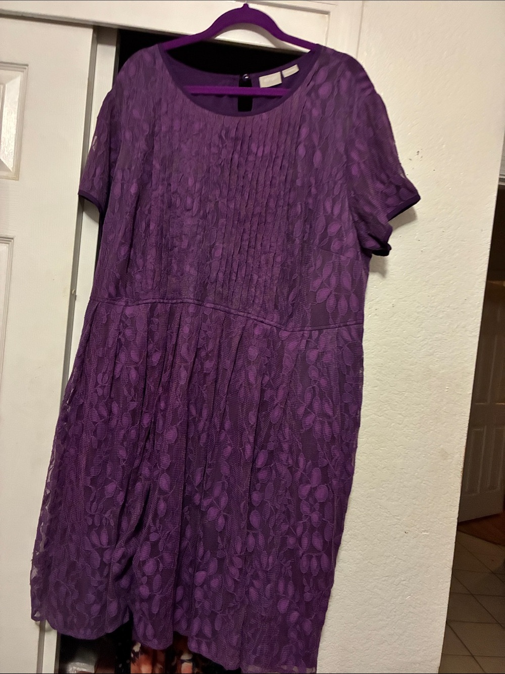 Eshakti Purple Lace Short Sleeve Dress